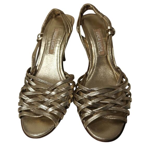Vintage Gold Luca Luca Strappy Heels sz 36 - Picture 2 of 8
